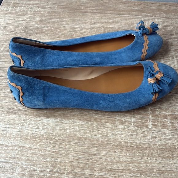 Tod's Blue/tan Leather Tassel Ballet Flats Size 38.5 - Picture 5 of 10